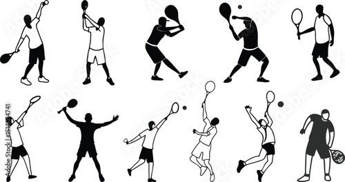 Dynamic Tennis Player Silhouette Design.