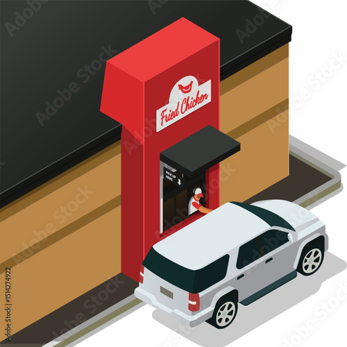 Fast food drive thru close up