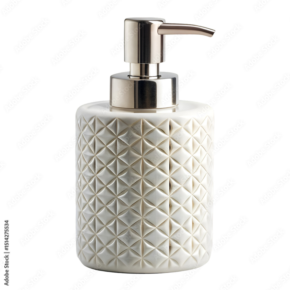 Obraz premium Glossy white ceramic soap dispenser with delicate Islamic star pattern
