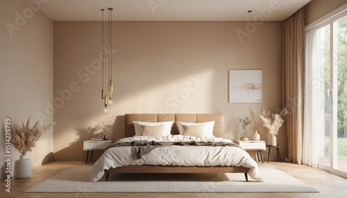 Serene bedroom design featuring neutral tones inviting natural light and minimalist décor