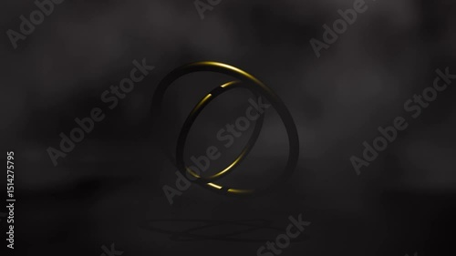 Elegant Gold Twin Rings Spinning with Soft Light on Minimal Dark Background