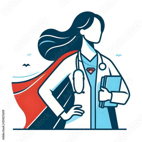 Empowering Women in Medicine A Superwoman Doctor Illustration