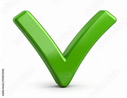 Simple Green Check Mark Symbol Isolated on White Background – Perfect for User Interface, Confirmation Icons, Success Indicators, Web Design, Mobile Apps, Forms, and Visual Communication Elements

