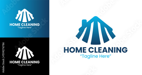 Modern Home Cleaning Company Logo with Simple Design and Icon