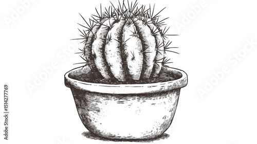Hand-drawn sketch of a cactus in a pot (1)