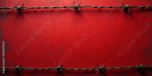 Rusty Barbed Wire Frame on a Crimson Surface A Grunge Background for Design Projects