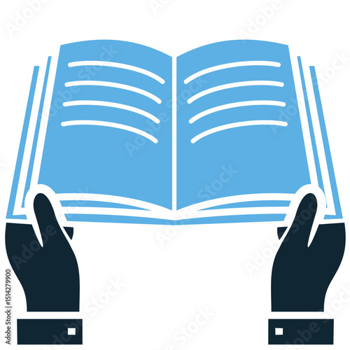 Reading book icon vector for education, study time, or literature focus. Ideal for school visuals, online class content, or library-themed microstock illustrations and apps.