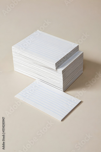 Unused pack of blank index cards, isolated for office or study.