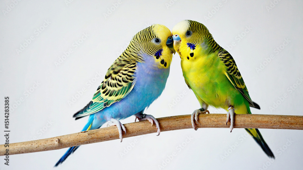 Obraz premium Loving Macaw Birds on branch. Ai generated.