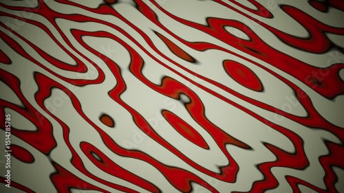 Red and White Wavy Lines Flowing Smoothly in Abstract Seamless Loop Animation