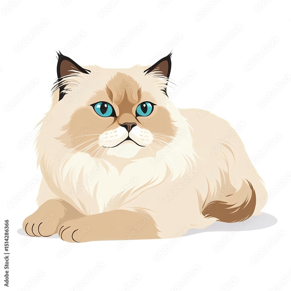 Obraz premium ヒマラヤン猫のポートレートイラスト