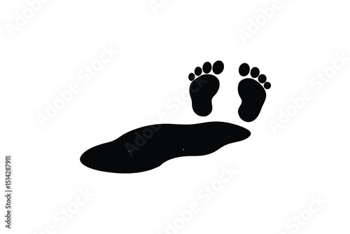 Barefoot footprint softly imprinted in natural sandy texture lioncut art illustration