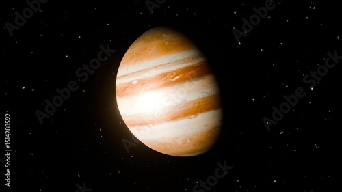 Spinning Detailed 3D Jupiter Planet with Vivid Colors and Realistic Space Background Loop