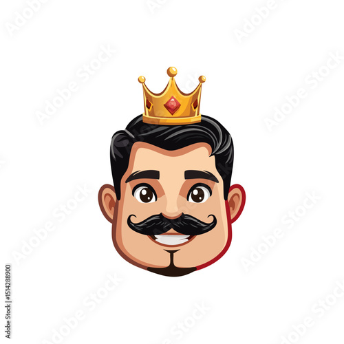 Happy Father’s Day with Crown and Mustache – Flat Character Design