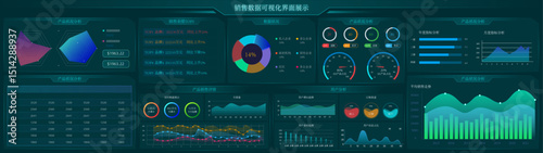 Visual large-screen interface design, vector UI templates