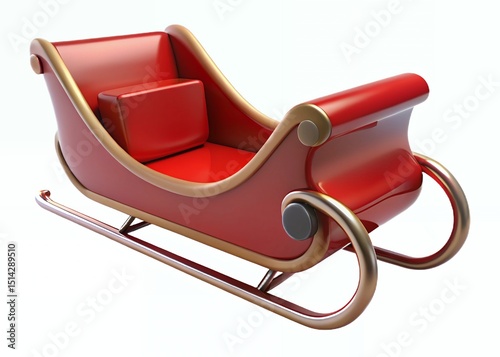 Classic Red Christmas Sleigh Festive Holiday Decoration Illustration
