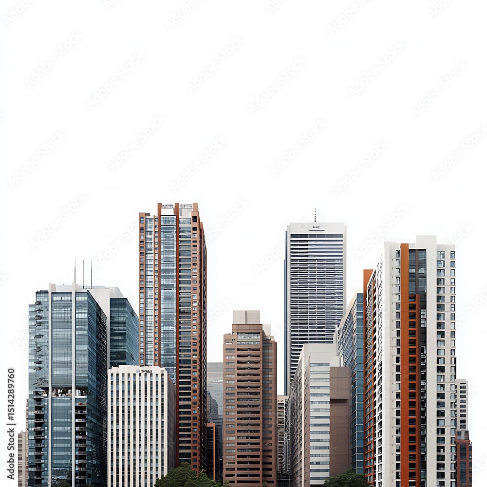 Obraz premium Modern city skyline buildings isolated on white background