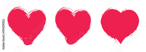 Set of red grunge hearts vector hearts. Love Heart icon vector illustration with different style heart.  Vector illustration.