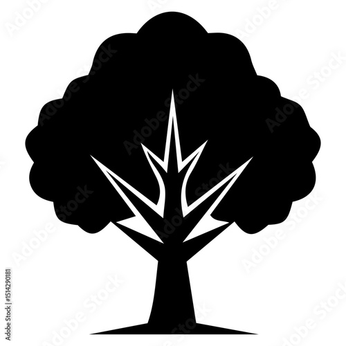 The poetic complexity of illustrated trees elegance through refined digital abstraction
