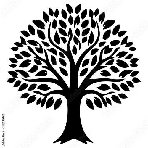 The poetic movement of structured tree formations in stylish digital patterns