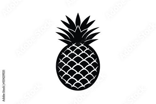 Pineapple fruit in clean minimal tropical outline lioncut art illustration