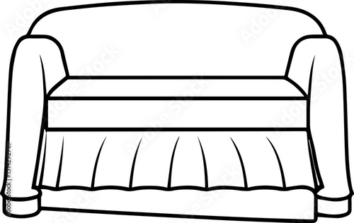 Couch cover black outline vector and illustration, coloring book page