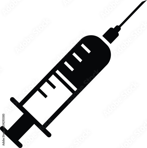 Vector illustration of a simple black syringe isolated on white healthcare medical treatment symbol