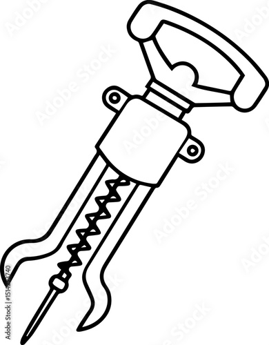 Electric wine opener black outline vector and illustration, coloring book page