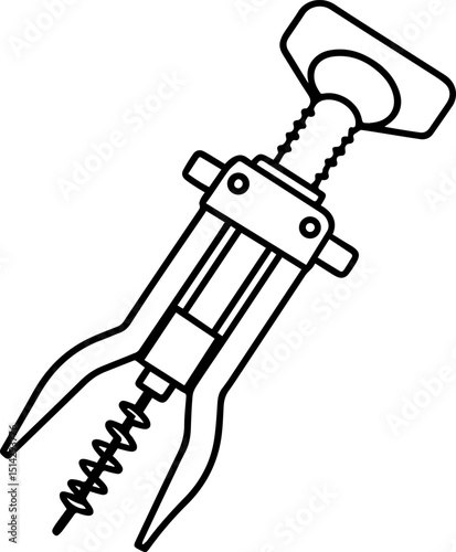 Electric wine opener black outline vector and illustration, coloring book page