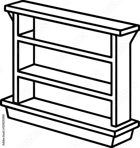 Wall shelf black outline vector and illustration, coloring book page