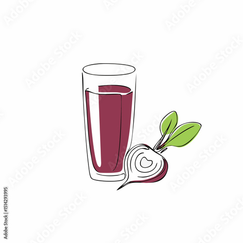 Bold beetroot smoothie layout in soft sketch, ideal for health or juice bar designs.