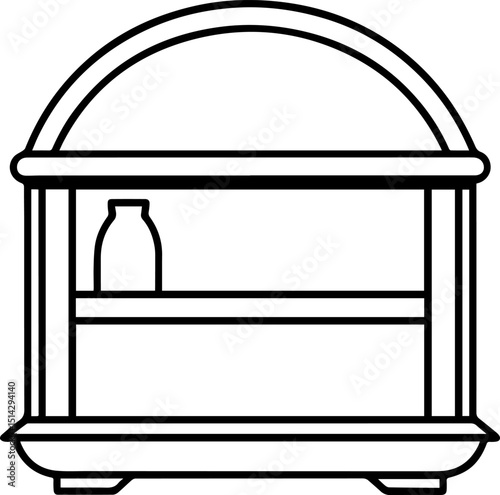 Wall shelf black outline vector and illustration, coloring book page