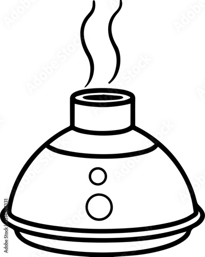 Humidifying diffuser black outline vector and illustration, coloring book page
