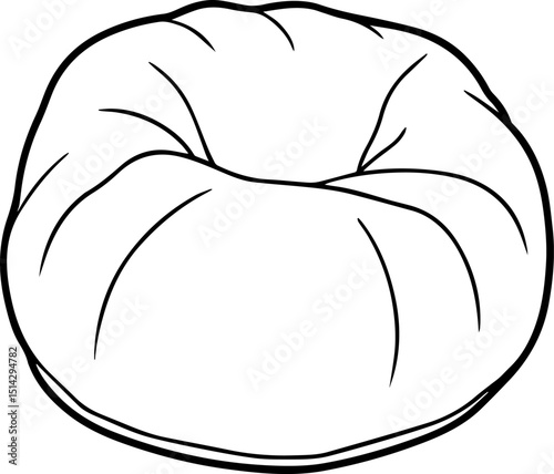 Large bean bag chair black outline vector and illustration, coloring book page