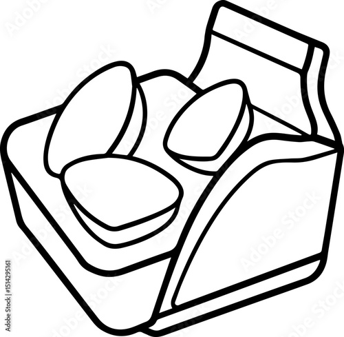 Laundry detergent pods black outline vector and illustration, coloring book page