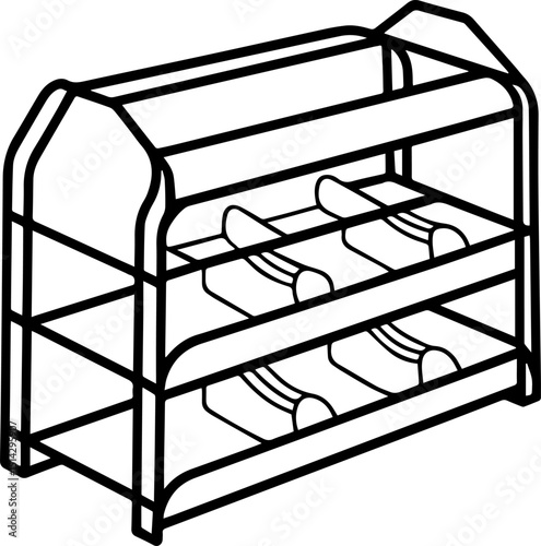 Shoe organizer black outline vector illustration, coloring book page