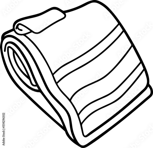 Towel set black outline vector illustration, coloring book page