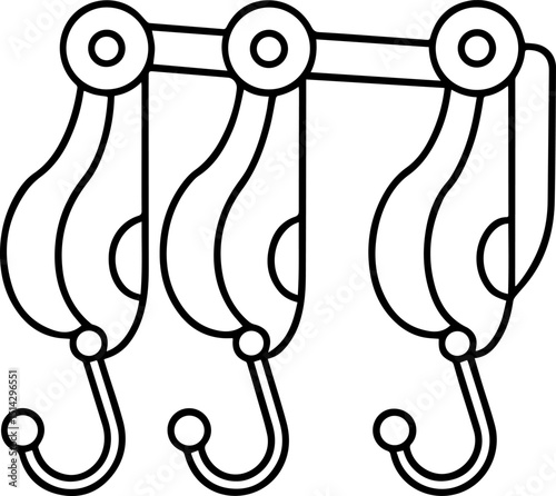 Wall hooks black outline vector illustration, coloring book page