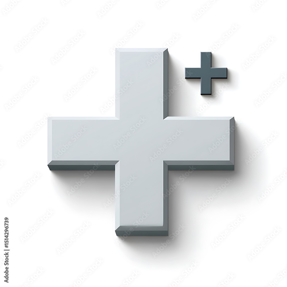 Obraz premium 3d plus sign white graphics isolated on white background