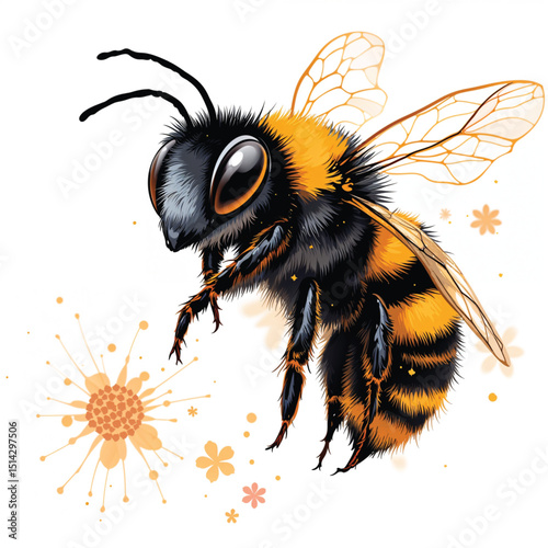 bee Cartoon Vector Illustration isolated on white background