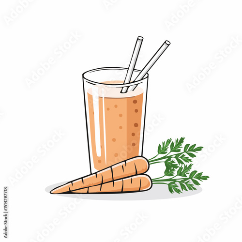 Carrot smoothie composition in pure lines, ideal for clean eating and juice branding.