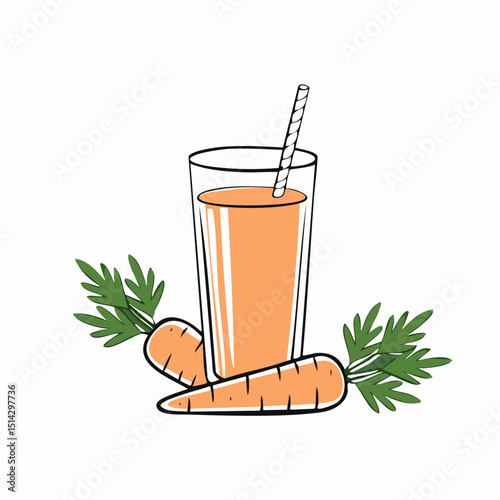 Carrot smoothie composition in pure lines, ideal for clean eating and juice branding.