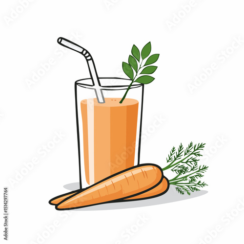 Carrot smoothie composition in pure lines, ideal for clean eating and juice branding.