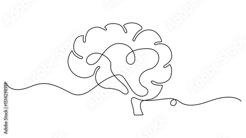 Continuous Single Line Drawing of a Human Brain