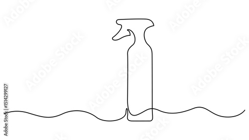 Continuous One Line drawing of a spray bottle on water