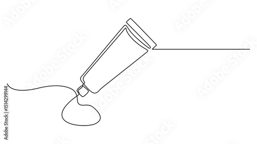 Continuous Single line drawing of a tube of cream or lotion.