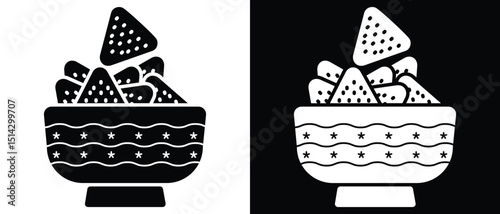 
Nachos Icon food vector set. Silhouette of Nachos food bowl symbol. bakery, cupcake, sandwich, nachos icon line art vector illustration.
