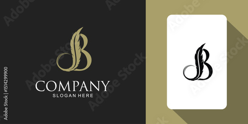 Creative feather logo combined with letters from A to Z premium vector