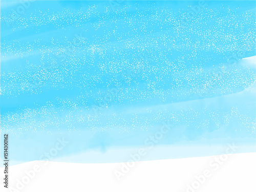 青空や海のようなイメージのグラデーション背景素材。手描きの水彩風テクスチャー。爽やかな風のイメージ。キラキラした細かい光の粒子。スプラッシュ。
