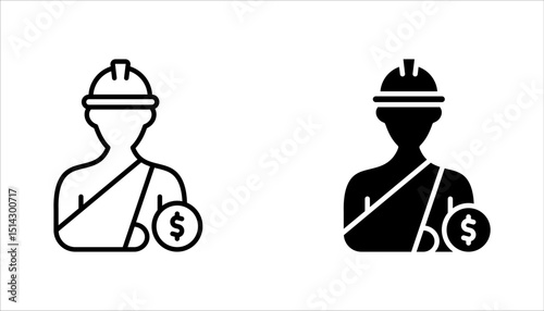 Worker compensation icon set.  Containing expense, first and kit, work, vector illustration on white background